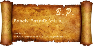 Basch Patrícius névjegykártya